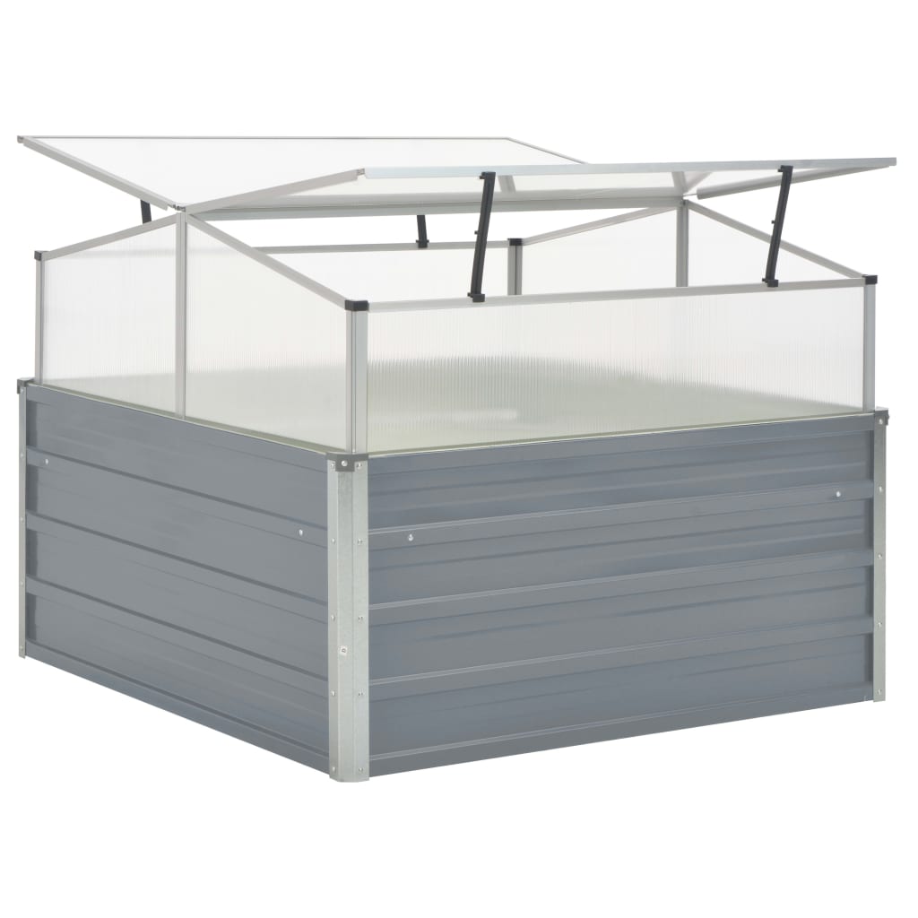 vidaXL Cold Frame Raised Garden Bed with Cover Greenhouse Galvanized Steel-3
