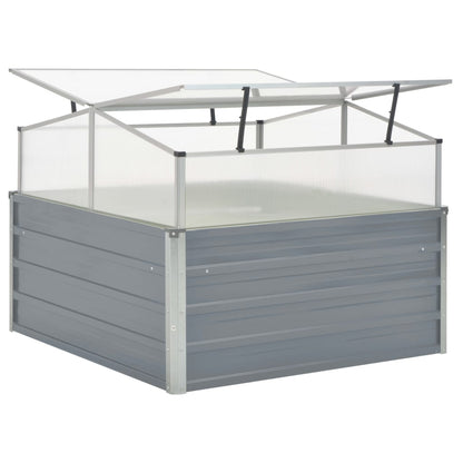 vidaXL Cold Frame Raised Garden Bed with Cover Greenhouse Galvanized Steel-3