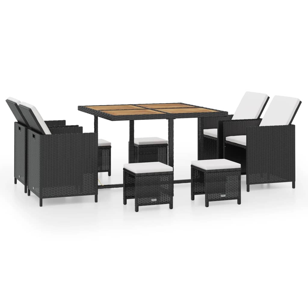 vidaXL Patio Furniture Set Outdoor Table and Chair Set 9 Piece Poly Rattan-2