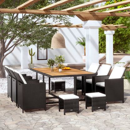 vidaXL Patio Furniture Set Outdoor Table and Chair Set 9 Piece Poly Rattan-7