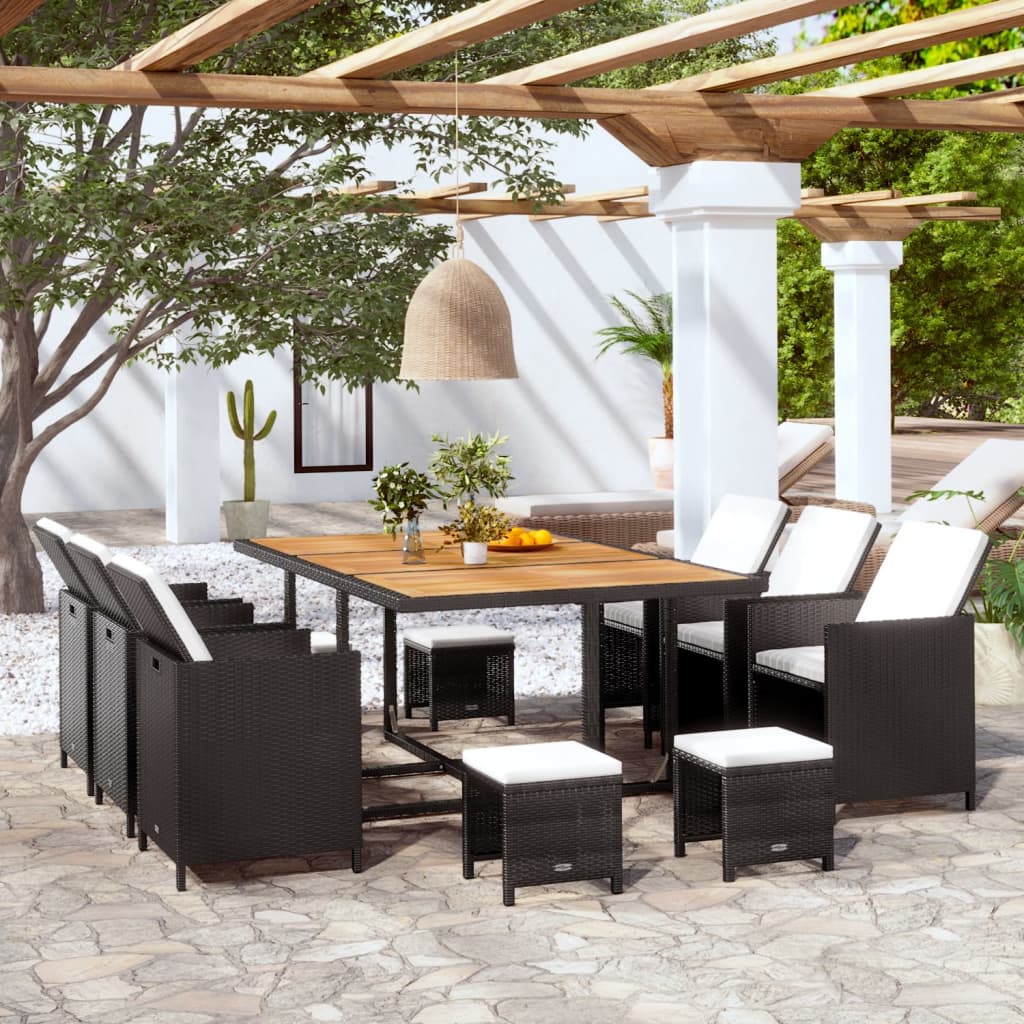 vidaXL Patio Furniture Set Outdoor Table and Chair Set 9 Piece Poly Rattan-7
