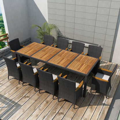 vidaXL Patio Dining Set Outdoor Dining Table and Chairs Poly Rattan Black-11