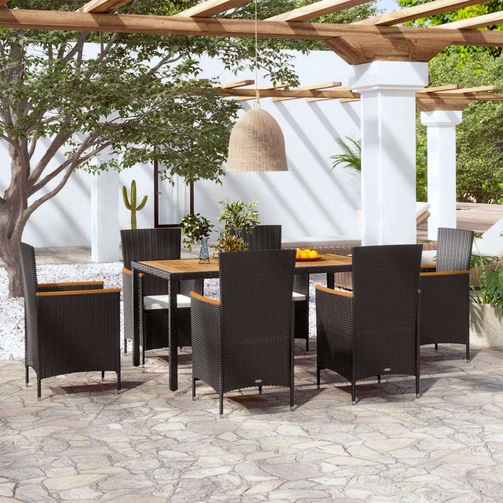 vidaXL Patio Dining Set Outdoor Dining Table and Chairs Poly Rattan Black-7