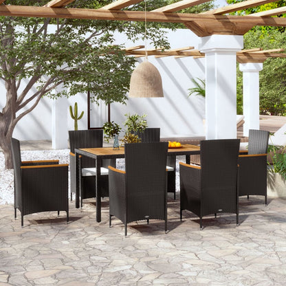vidaXL Patio Dining Set Outdoor Dining Table and Chairs Poly Rattan Black-7