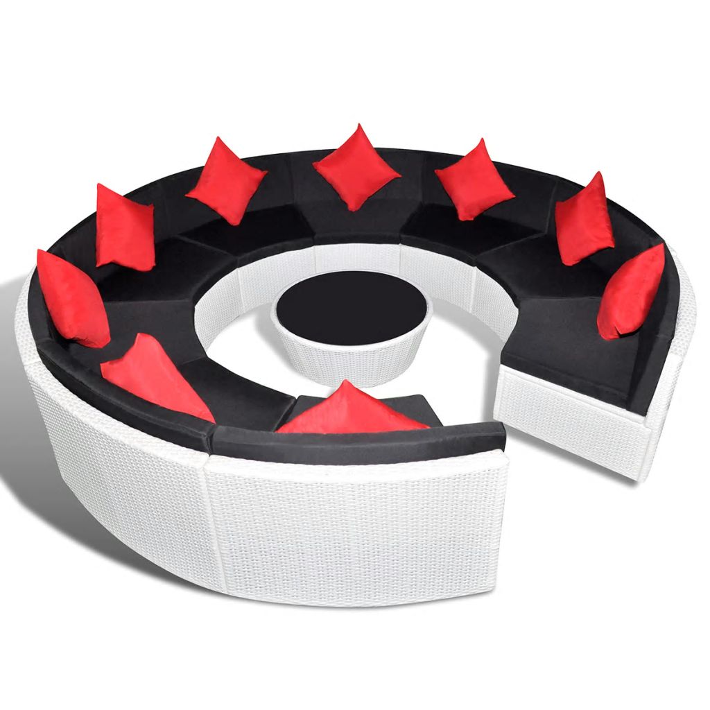 vidaXL 10 Piece Patio Lounge Set with Cushions Poly Rattan White-1