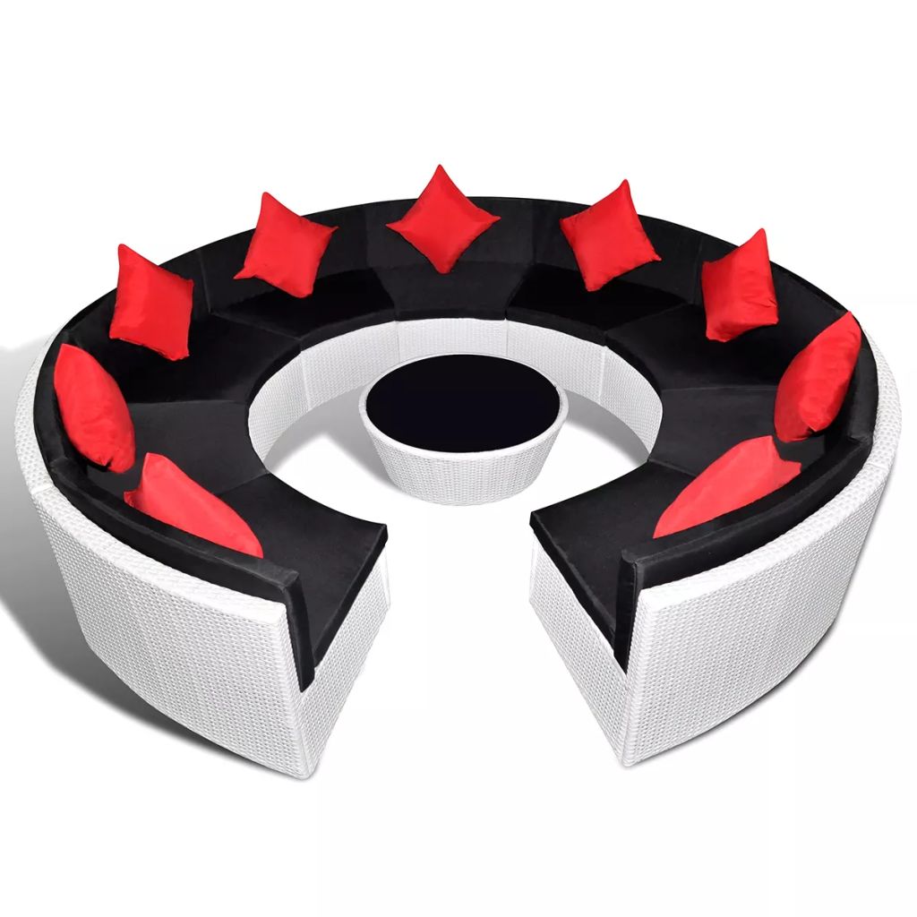 vidaXL 10 Piece Patio Lounge Set with Cushions Poly Rattan White-2