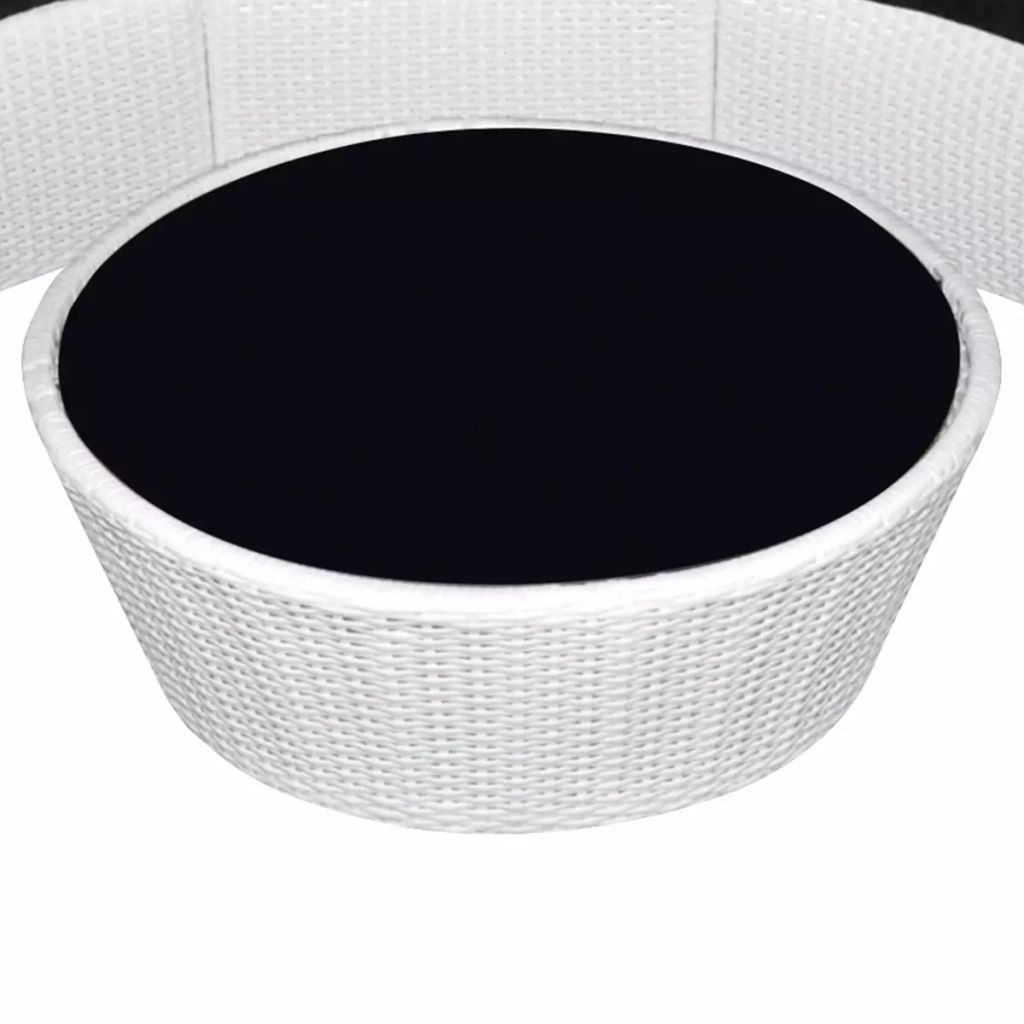 vidaXL 10 Piece Patio Lounge Set with Cushions Poly Rattan White-3