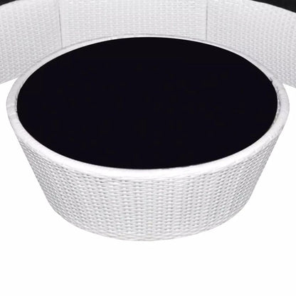 vidaXL 10 Piece Patio Lounge Set with Cushions Poly Rattan White-3