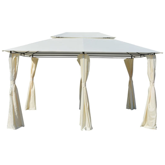 vidaXL Garden Marquee with Curtains 157.5"x118.1" White-0