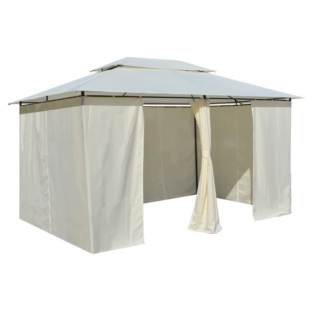 vidaXL Garden Marquee with Curtains 157.5"x118.1" White-2