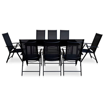 vidaXL 9 Piece Folding Patio Dining Set Aluminum Black-1