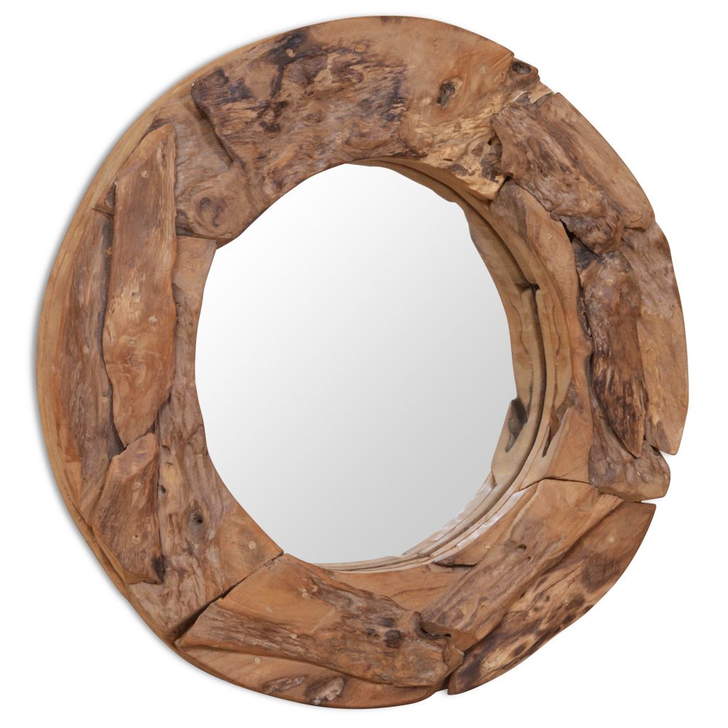 vidaXL Decorative Mirror Wall Mirror Vanity Framed Mirror Solid Teak Wood-4