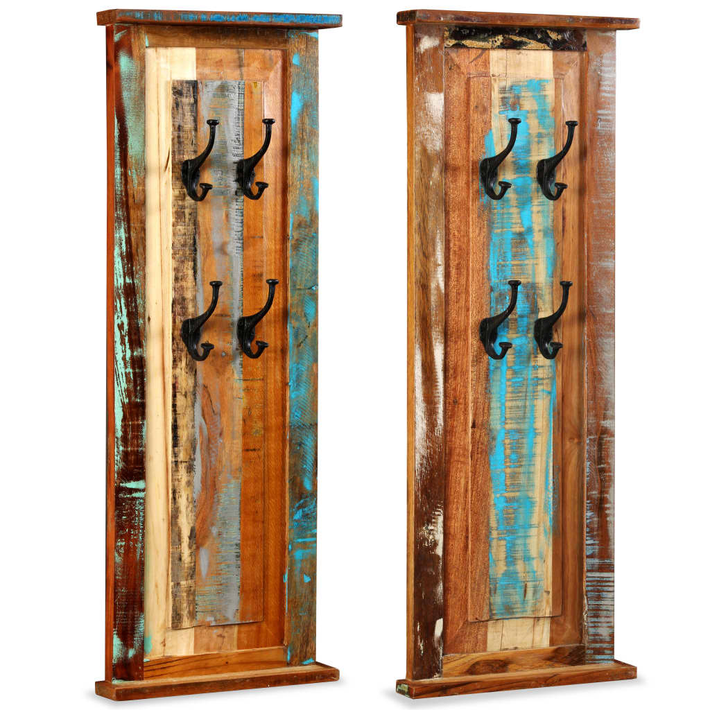 vidaXL Coat Racks 2 pcs Solid Reclaimed Wood 15"x39.4"-3