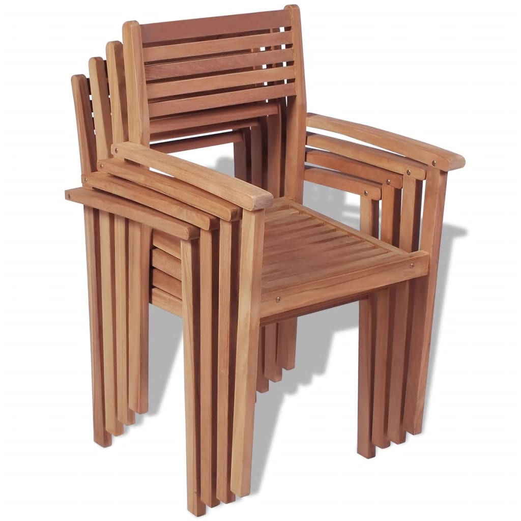 vidaXL 1/2/4/6/8x Solid Wood Teak Stackable Patio Chair Garden Lounge Seat-2
