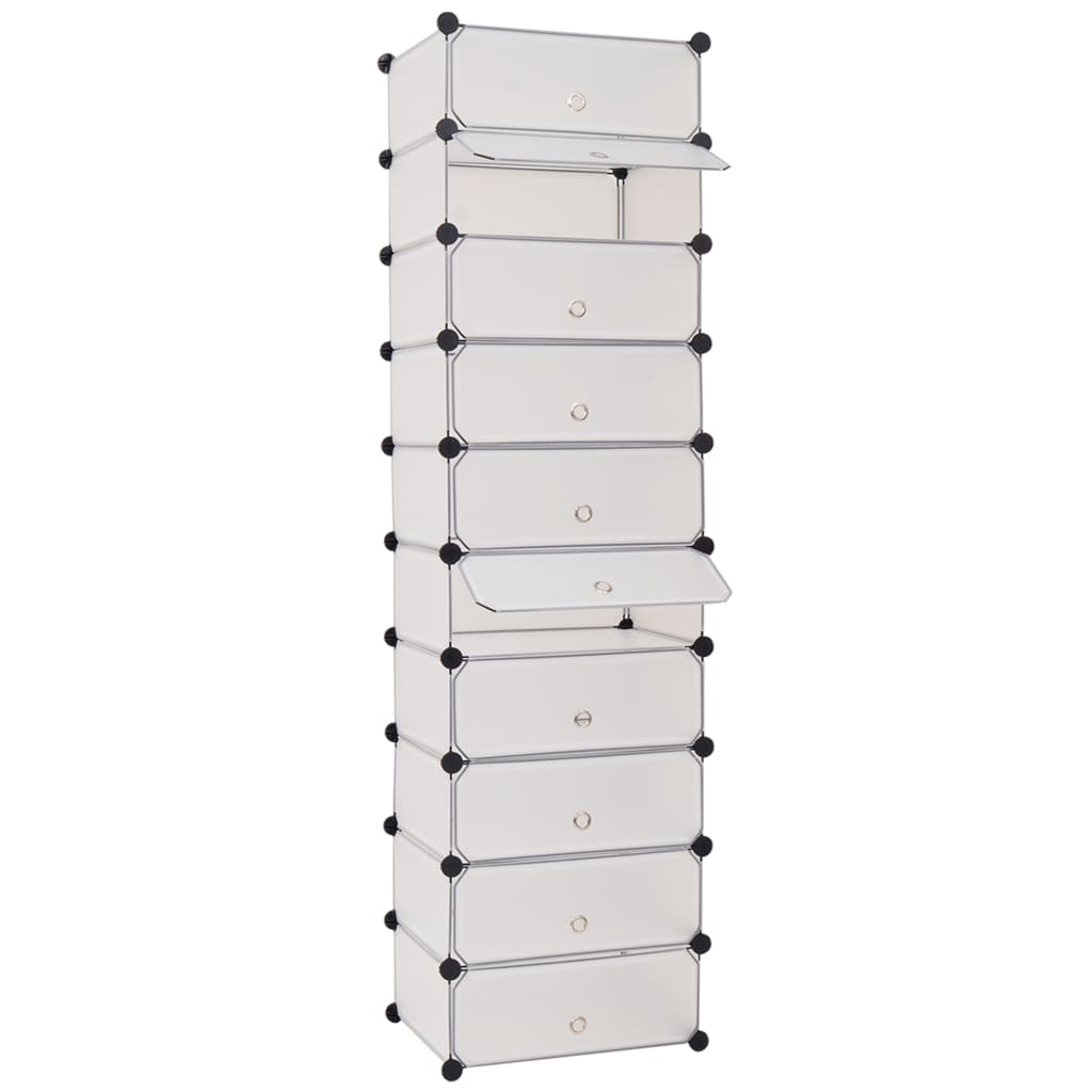 vidaXL Interlocking Shoe Organizer White/Black Cabinet Shelf 10 Compartments-0