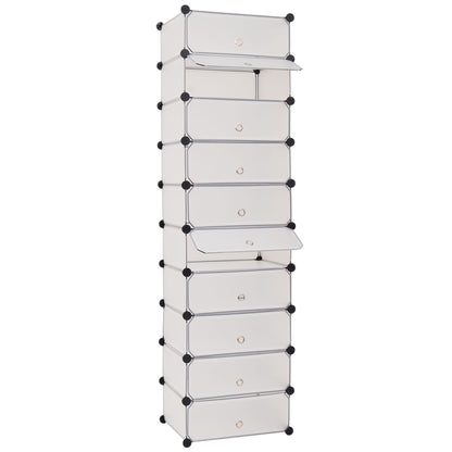 vidaXL Interlocking Shoe Organizer White/Black Cabinet Shelf 10 Compartments-0