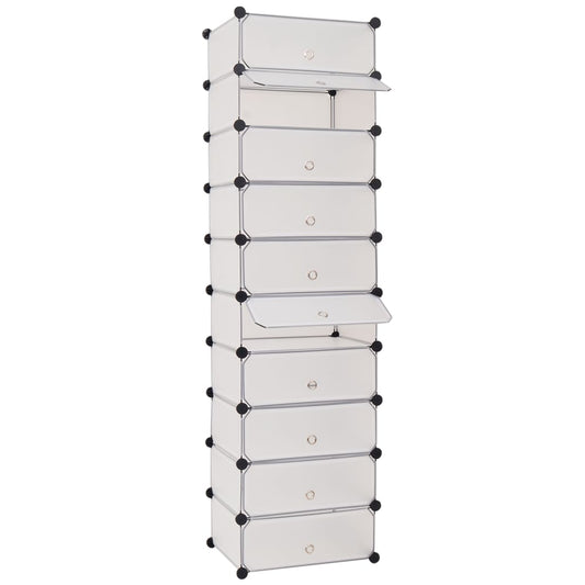 vidaXL Interlocking Shoe Organizer White/Black Cabinet Shelf 10 Compartments-0