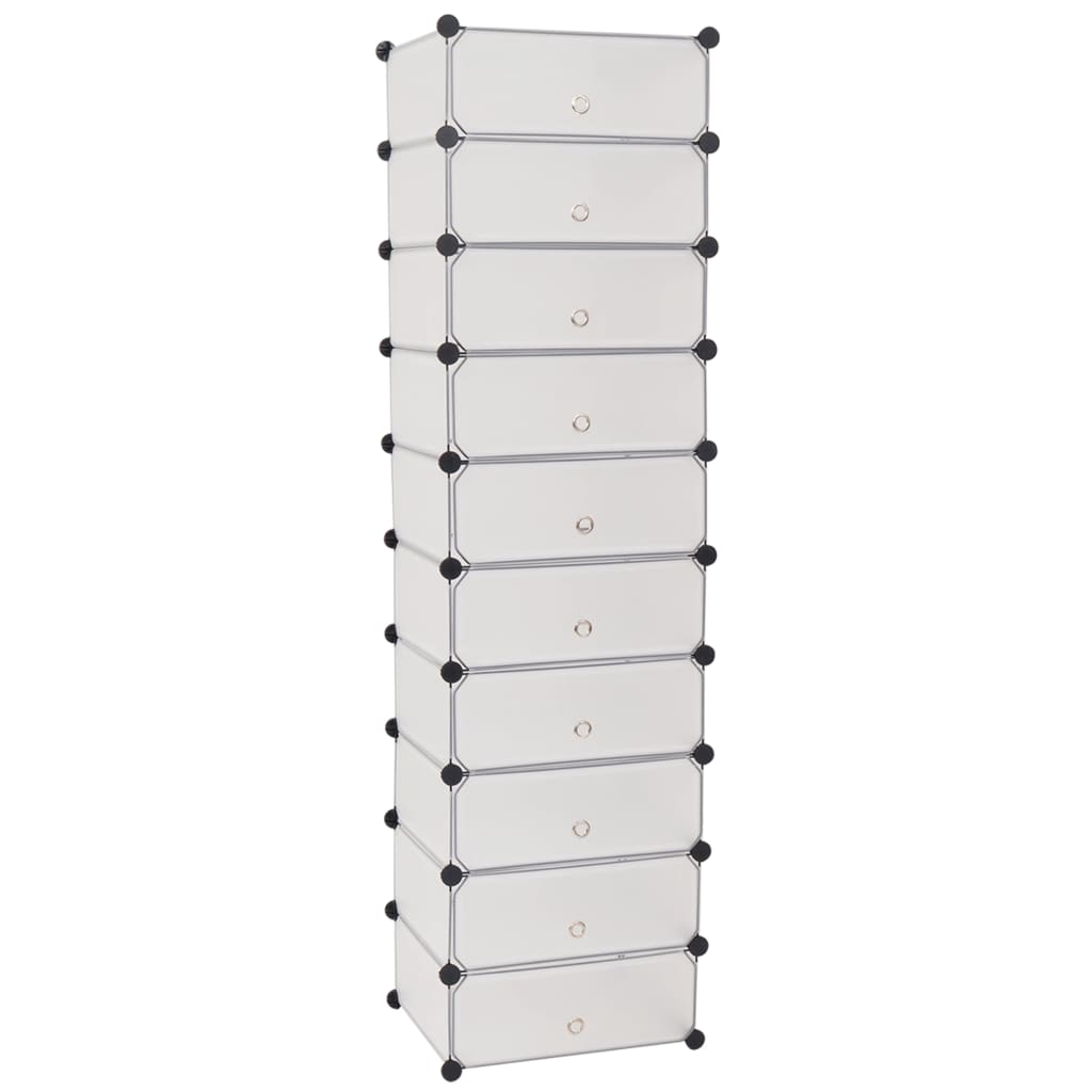 vidaXL Interlocking Shoe Organizer White/Black Cabinet Shelf 10 Compartments-2