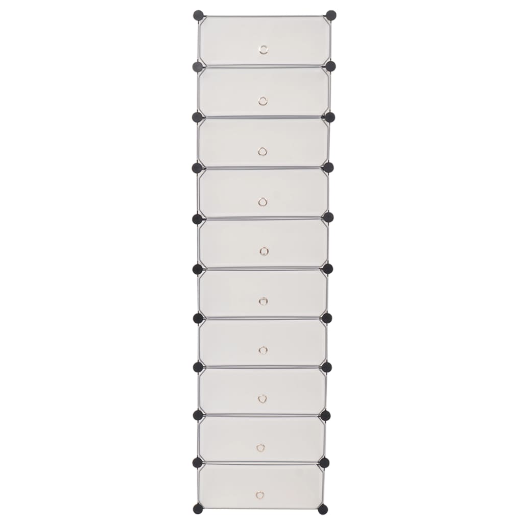 vidaXL Interlocking Shoe Organizer White/Black Cabinet Shelf 10 Compartments-4
