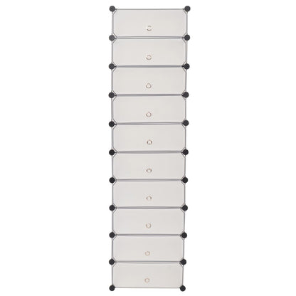 vidaXL Interlocking Shoe Organizer White/Black Cabinet Shelf 10 Compartments-4
