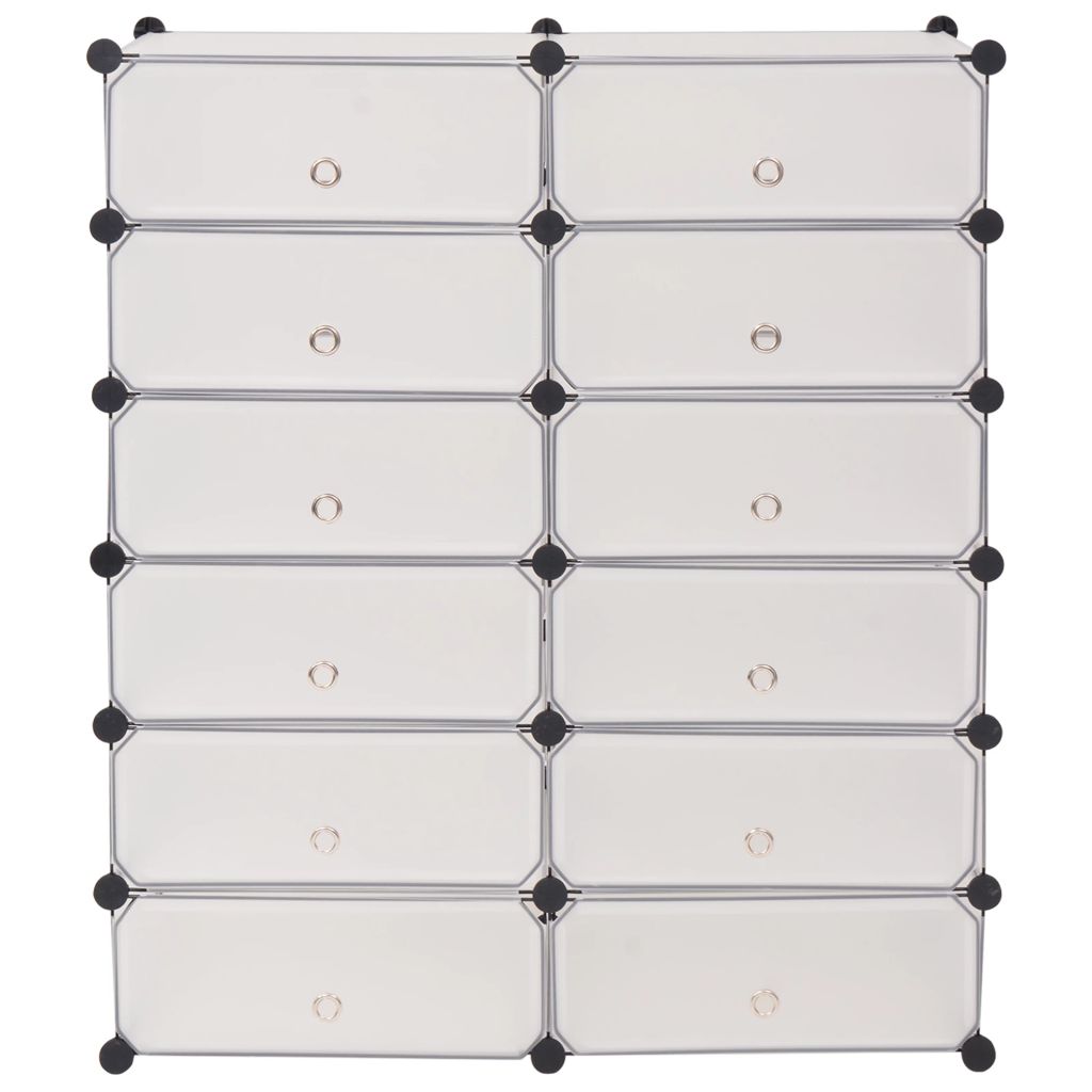 vidaXL Interlocking Shoe Organizer with 12 Compartments White-3