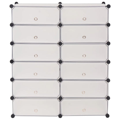 vidaXL Interlocking Shoe Organizer with 12 Compartments White-3