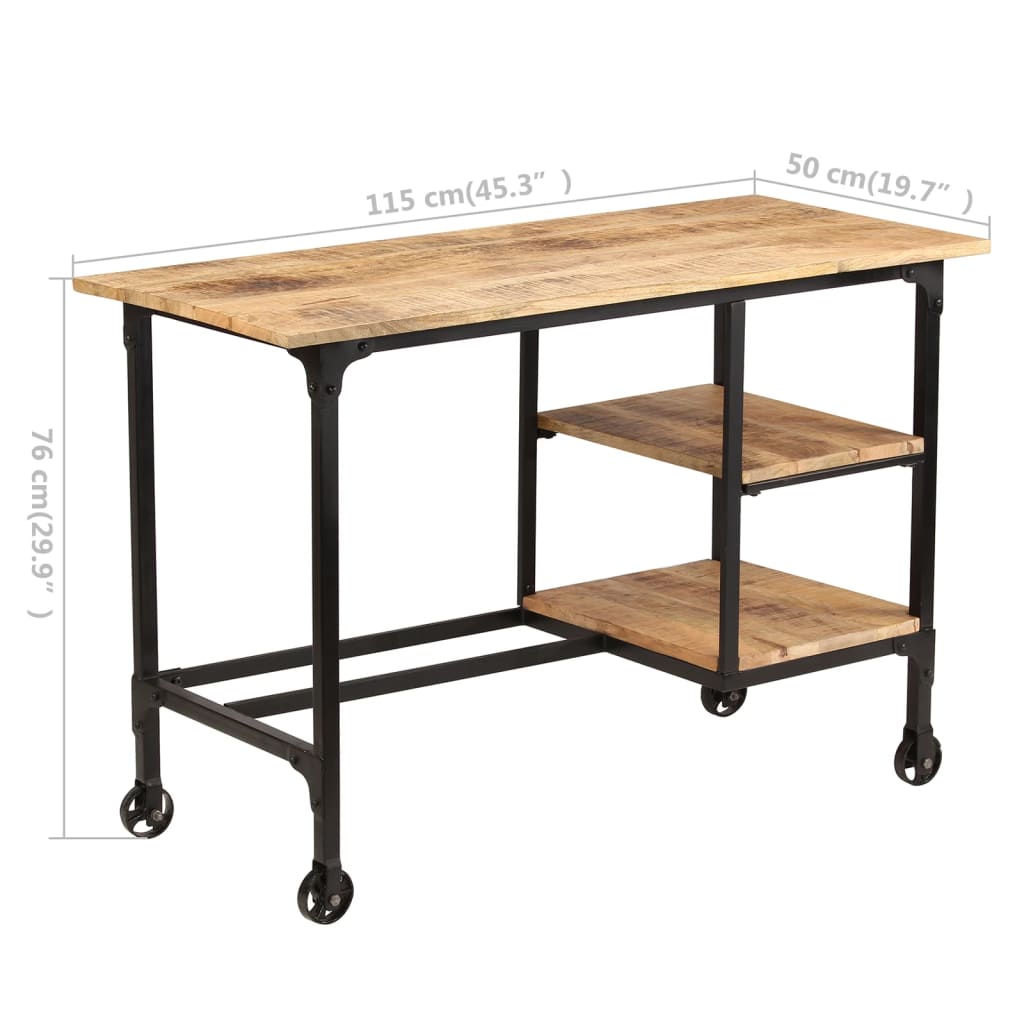 vidaXL Desk with Folding Stool Solid Mango Wood 45.3"x19.7"x29.9"-1