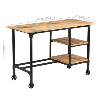 vidaXL Desk with Folding Stool Solid Mango Wood 45.3"x19.7"x29.9"-1