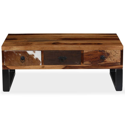 vidaXL Coffee Table End Table Side Sofa Table with Drawers Solid Wood Mango-3