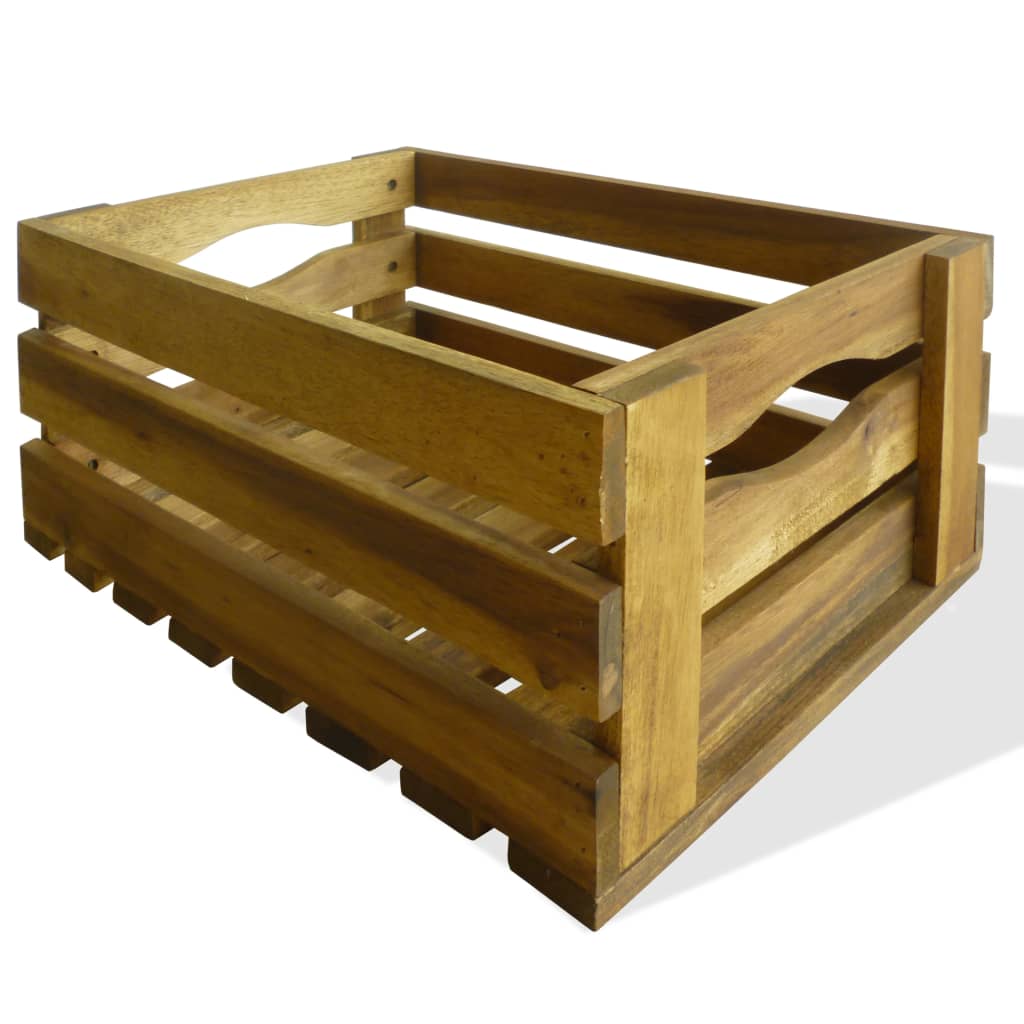 vidaXL Apple Crate Set 2 Pieces Solid Acacia Wood-3