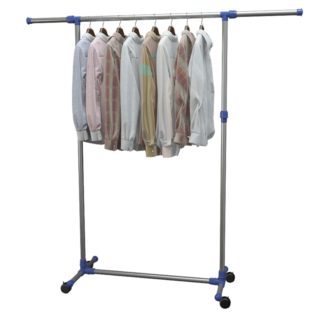 vidaXL Adjustable Clothes Rack Stainless Steel 65"x17.3"x59.1" Silver-1