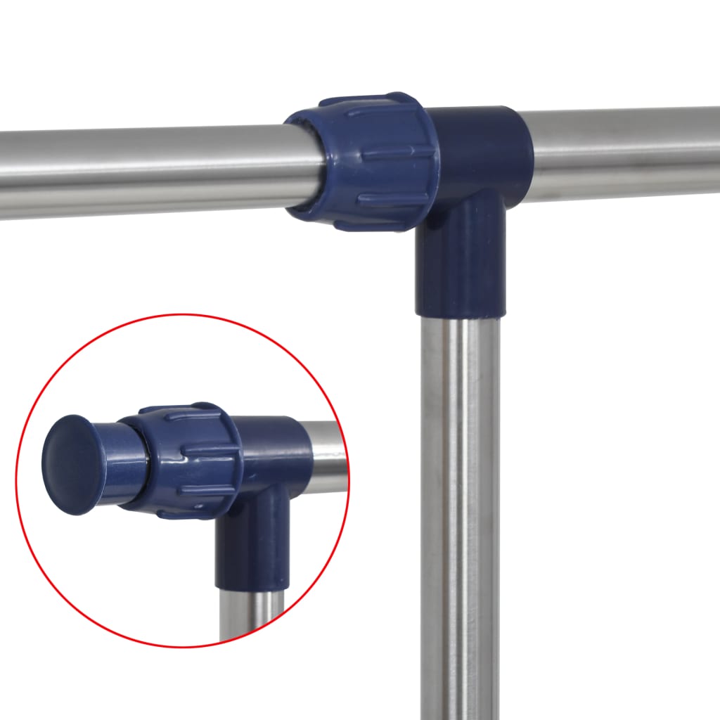 vidaXL Adjustable Clothes Rack Stainless Steel 65"x17.3"x59.1" Silver-4