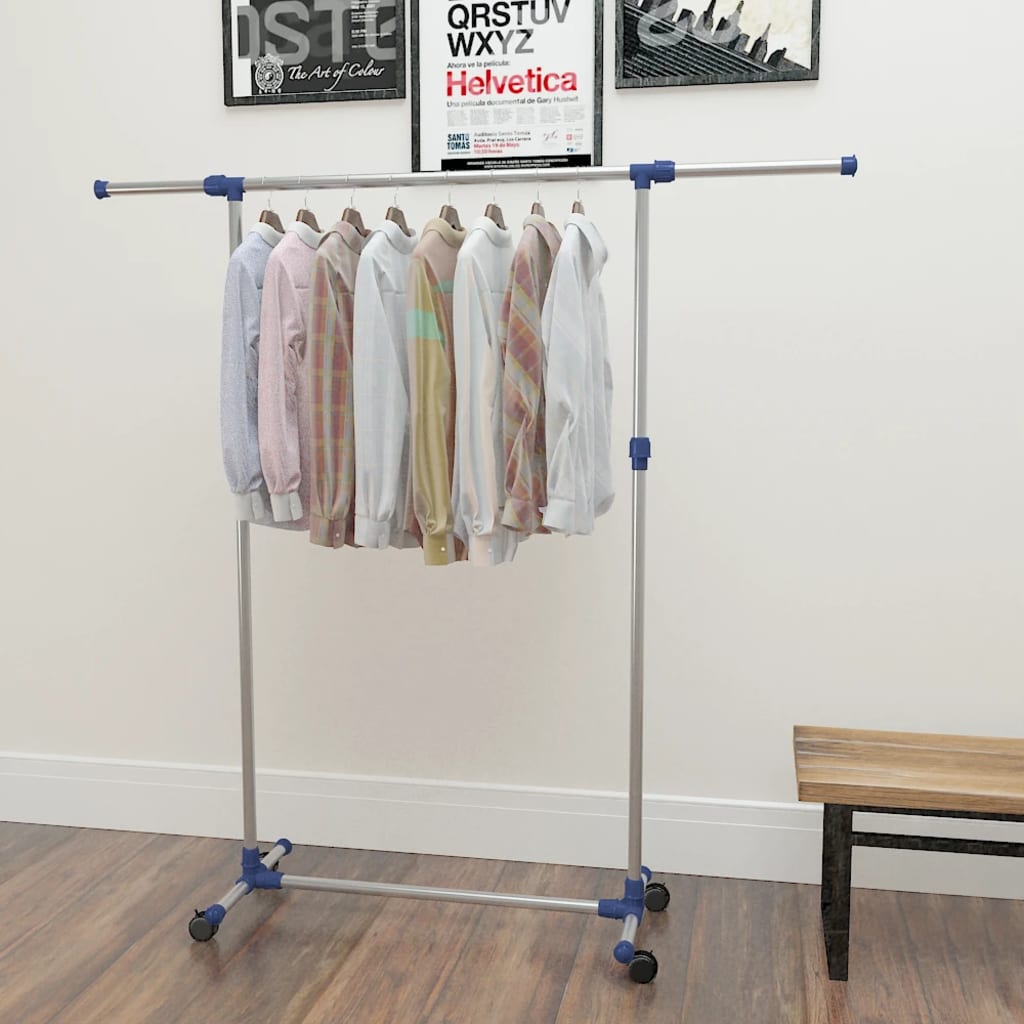 vidaXL Adjustable Clothes Rack Stainless Steel 65"x17.3"x59.1" Silver-0