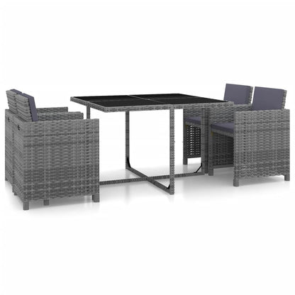 vidaXL Patio Dining Set 5 Piece Dining Table Set with Chairs Poly Rattan Black-1