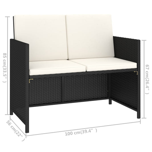 vidaXL Patio Dining Set Dining Table and Chairs Poly Rattan and Wood Black-0