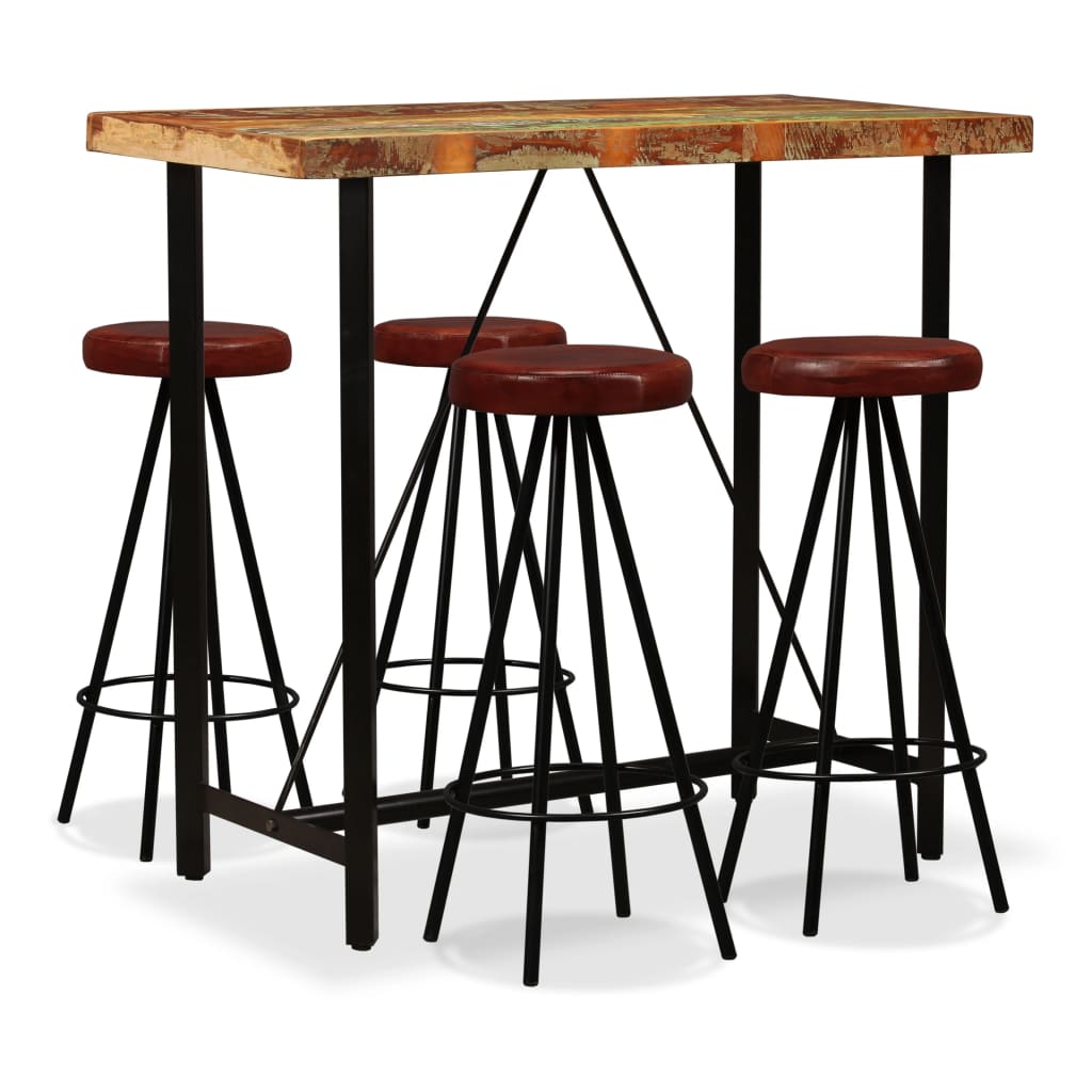 vidaXL Bar Set 3/5/7/9 Piece Solid Reclaimed Wood Table Stool Bistro Seating-1