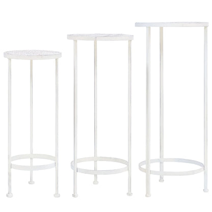 vidaXL Plant Stand Set 3 Pieces Vintage Style Metal Antique White-0