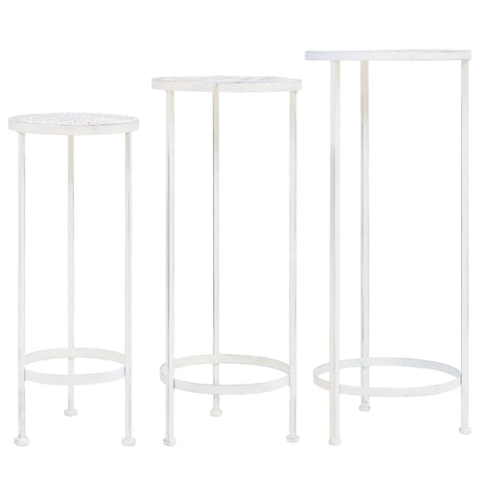 vidaXL Plant Stand Set 3 Pieces Vintage Style Metal Antique White-0