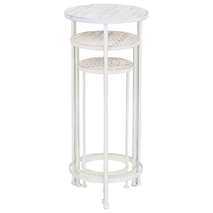 vidaXL Plant Stand Set 3 Pieces Vintage Style Metal Antique White-4