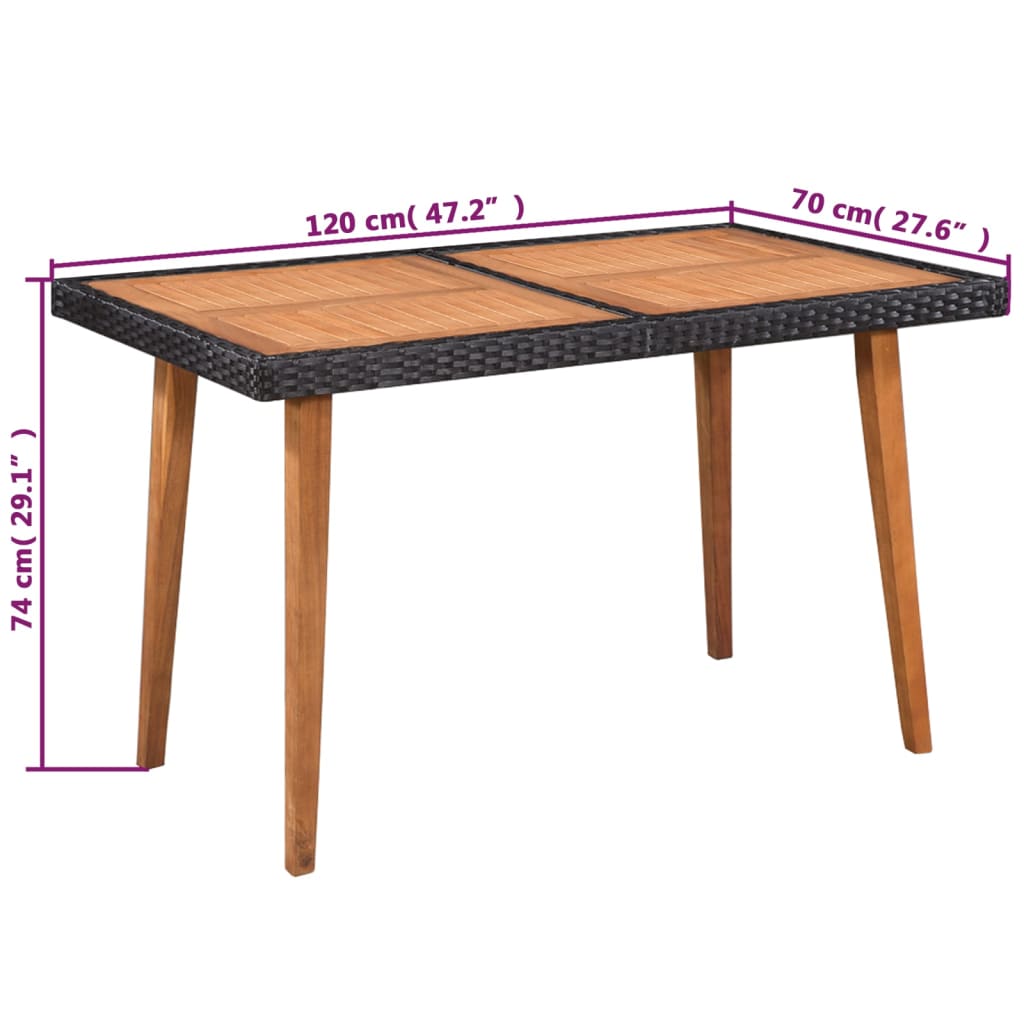 vidaXL 5 Piece Patio Dining Set Poly Rattan Black and Brown-4