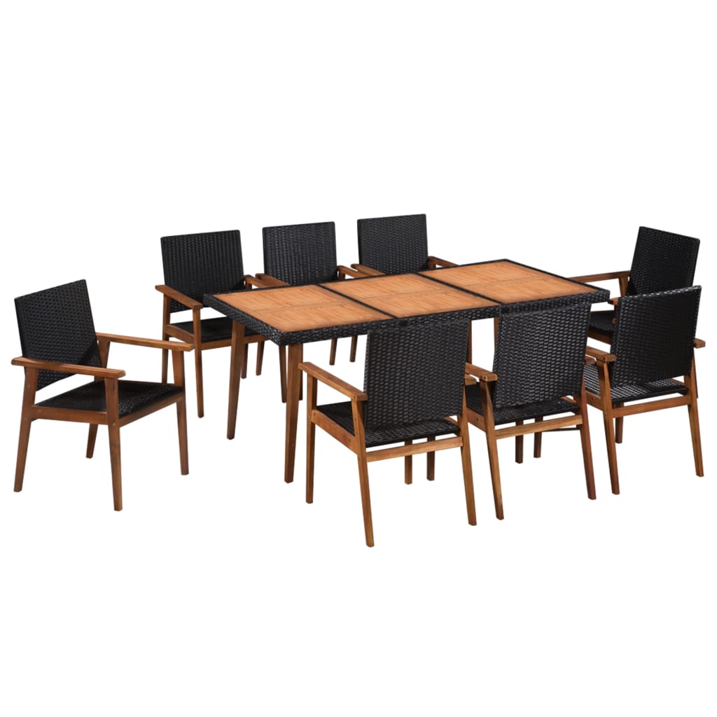 vidaXL 7 Piece Patio Dining Set Poly Rattan Black and Brown-5