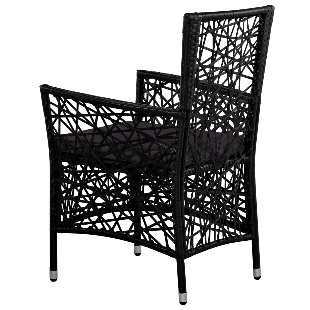 vidaXL Patio Chairs 2 Pcs Patio Rattan Dining Chair with Cushions Poly Rattan-1