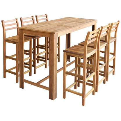 vidaXL Bar Table and Chair Kitchen Wooden Dining Table Set Solid Acacia Wood-1