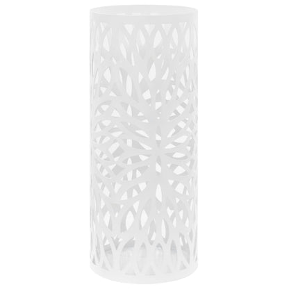 vidaXL Umbrella Stand Leaves Steel White-0