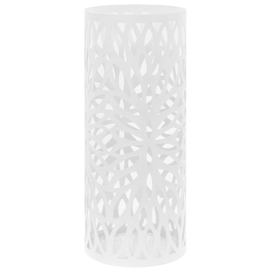 vidaXL Umbrella Stand Leaves Steel White-0