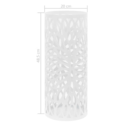 vidaXL Umbrella Stand Leaves Steel White-3