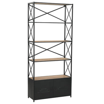 vidaXL Bookcase Solid Firwood and Steel 31.4"x12.7"x70.8"-1