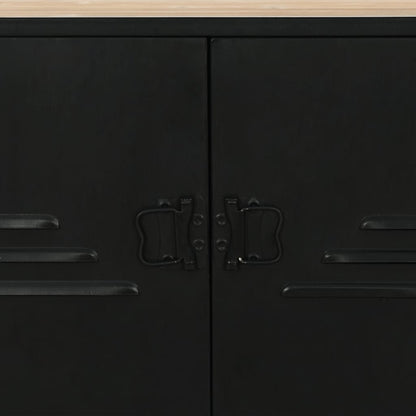 vidaXL Bookcase Solid Firwood and Steel 31.4"x12.7"x70.8"-2