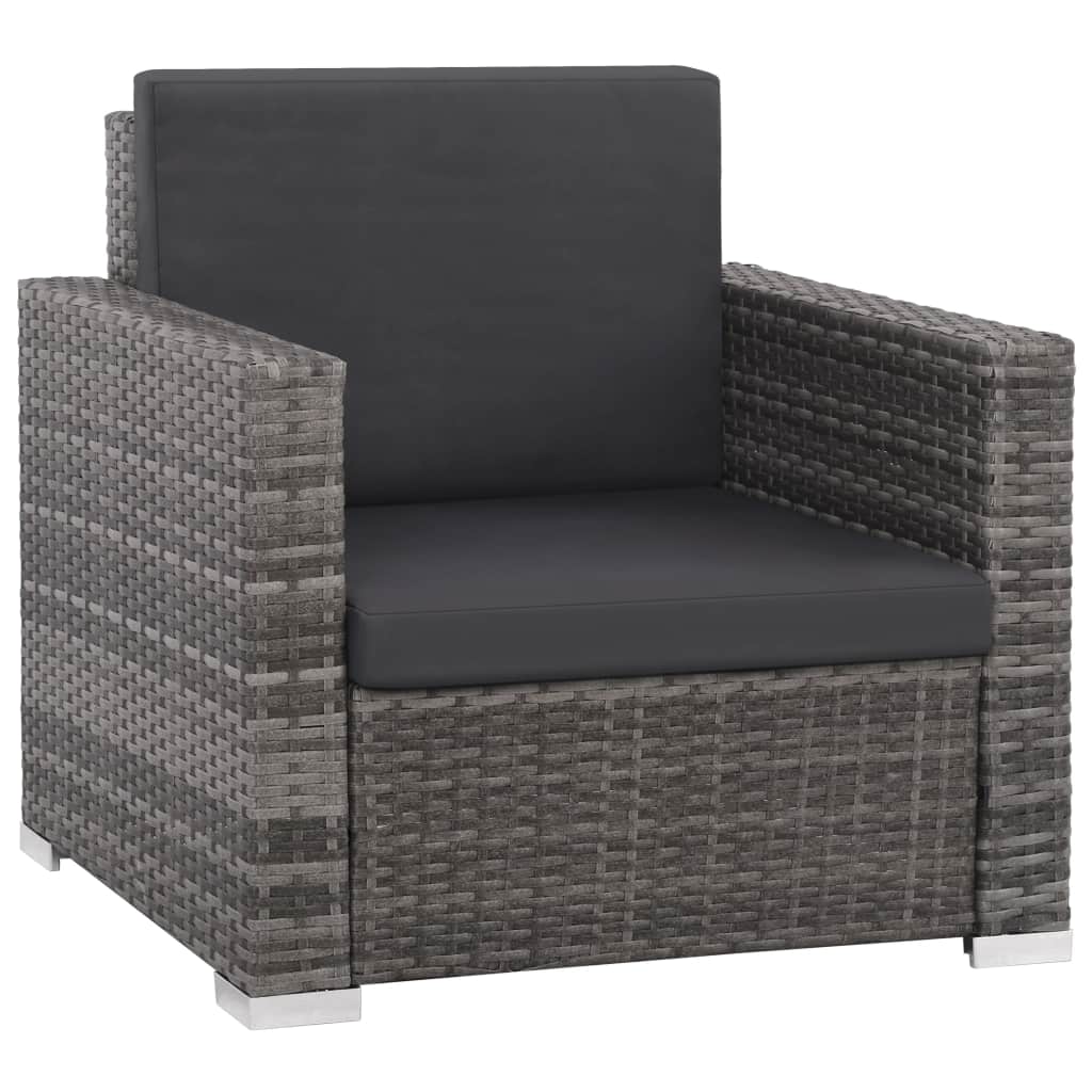 vidaXL 12 Piece Patio Lounge Set with Cushions Poly Rattan Gray-2