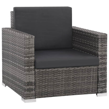 vidaXL 12 Piece Patio Lounge Set with Cushions Poly Rattan Gray-2